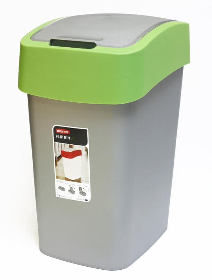 CURVER odpadkový kôš FLIP BIN 9 l, strieborný/zelený